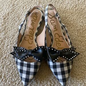Sam Edelman spiked bow gingham check flats size 8.5